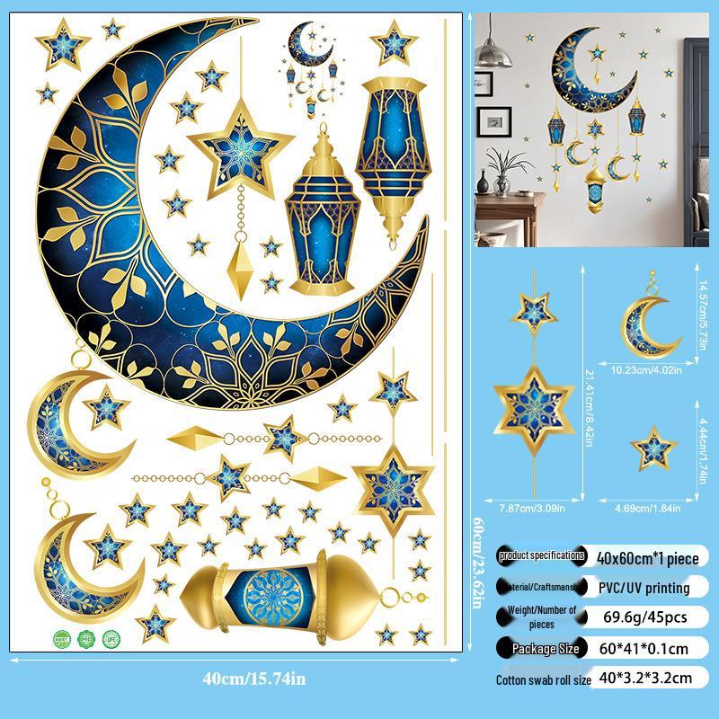 3D Star & Moon Wall Stickers - Self-Adhesive Festival Decorations for Living Room & Bedroom