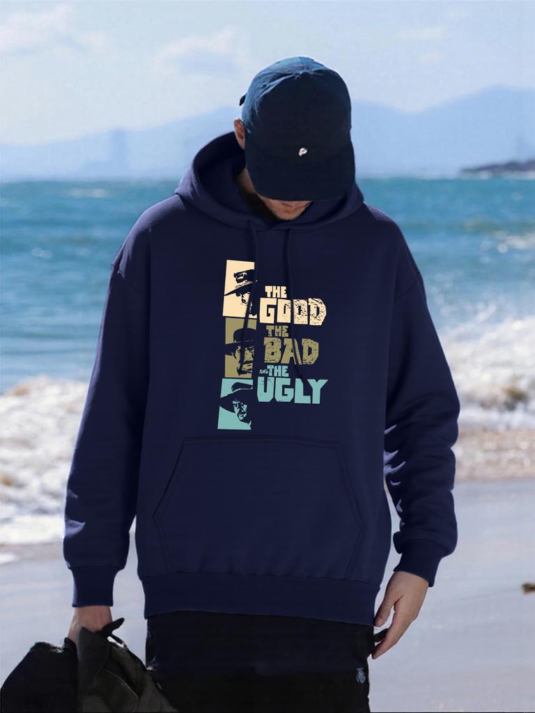 The Good Bad Ugly Printing Men Hoodie All-Match Autumn Streetwear Comfortable Oversized Hoody Fleece Pocket Unisex Pullover