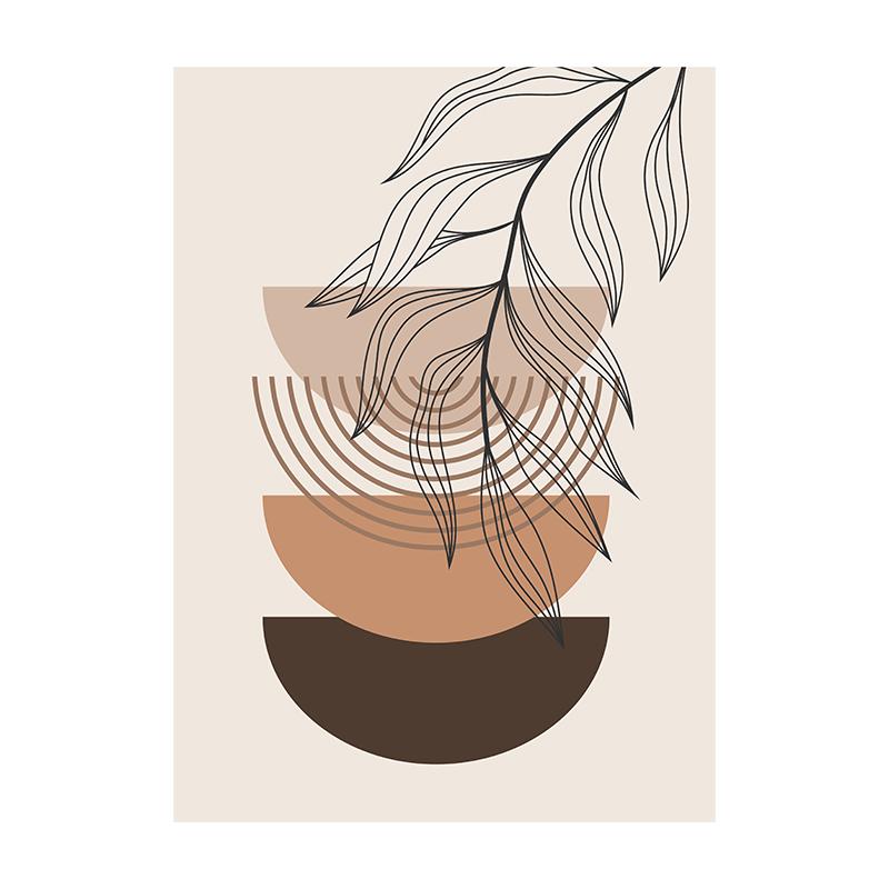 Nordic Bohemian Canvas Painting Vintage Minimalist Line Leaf Wall Art Geometric Prints For Modern Living Room Home Decor Unframed