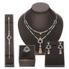 Saudi Dress Set Chain Fashion Heavy Industry Design Necklace Earrings Set Gorgeous Double-Layer Color Zircon Jewelry Set