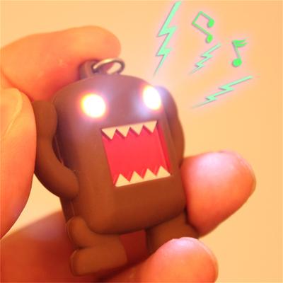 Ultra jasný LED roztomilý Mini Domo Kun akční figurka Hračky s baterkou Sound Keychain