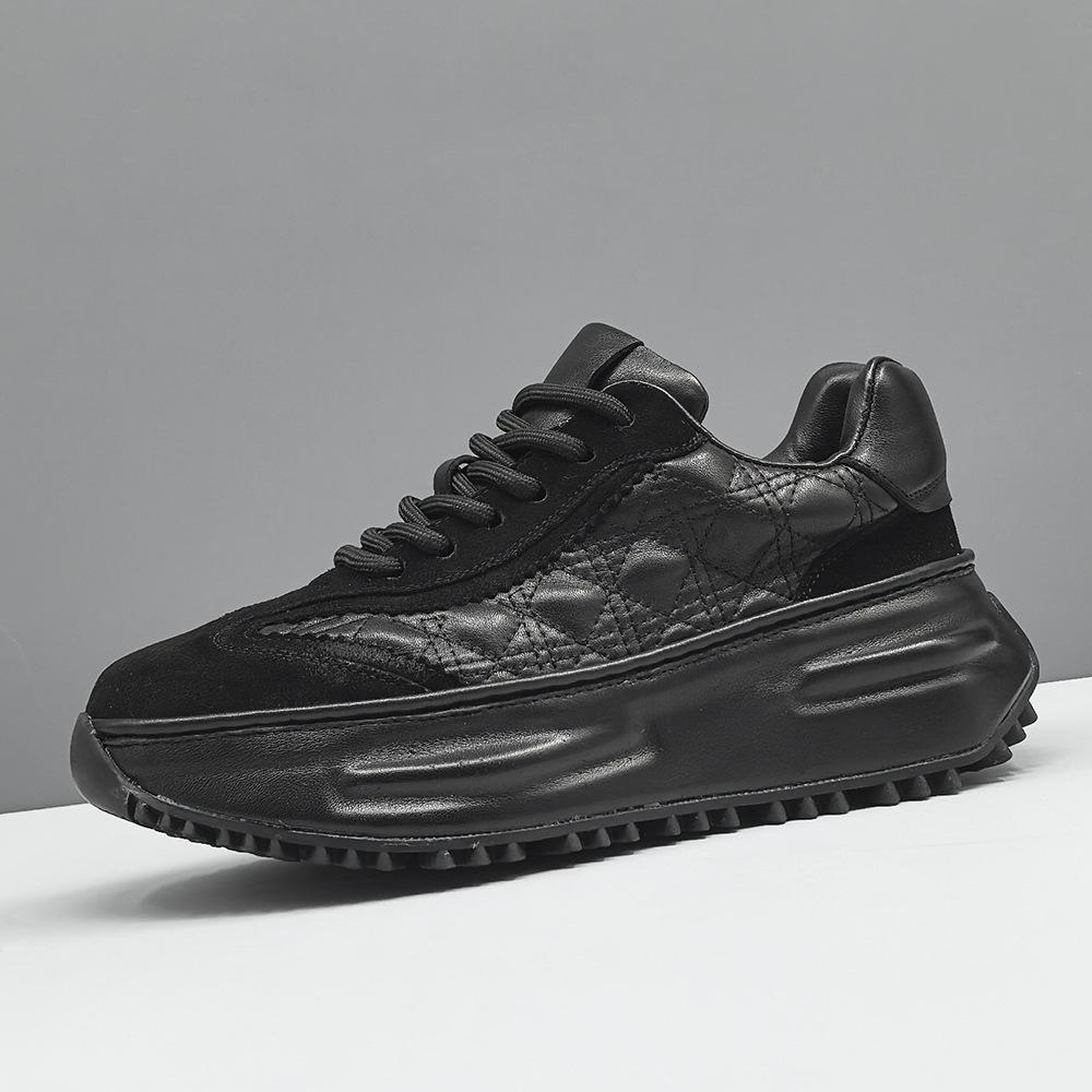 Boys' First-Layer Cowhide Thick-Soled Dad Shoes Ins Super Hot Men'S Trendy Shoes, Leather Versatile Men'S Sports And Leisure Shoes