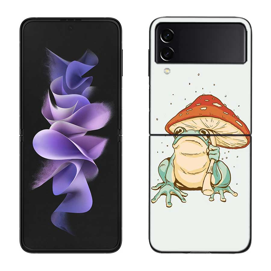 Cottagecore Frog Aesthetic Case For Samsung Z Flip 6 5G Galaxy Z Flip 5 4 3 5G Black Hard Cell Phone Cover Luxury PC Shell Coque