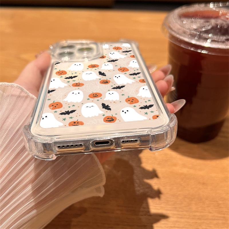 Cute Halloween Spooky Pumpkin Transparent Phone Case For iPhone 17 16 15 14 13 12 11 Pro Max 7 8 Plus X XR XS Max Silicone cover