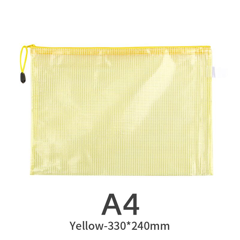A3 A4 A5 A6 Portable Zipper File Bag Transparent Single-layer Mesh Student Test Paper Data Storage Bag Office Files Stationery
