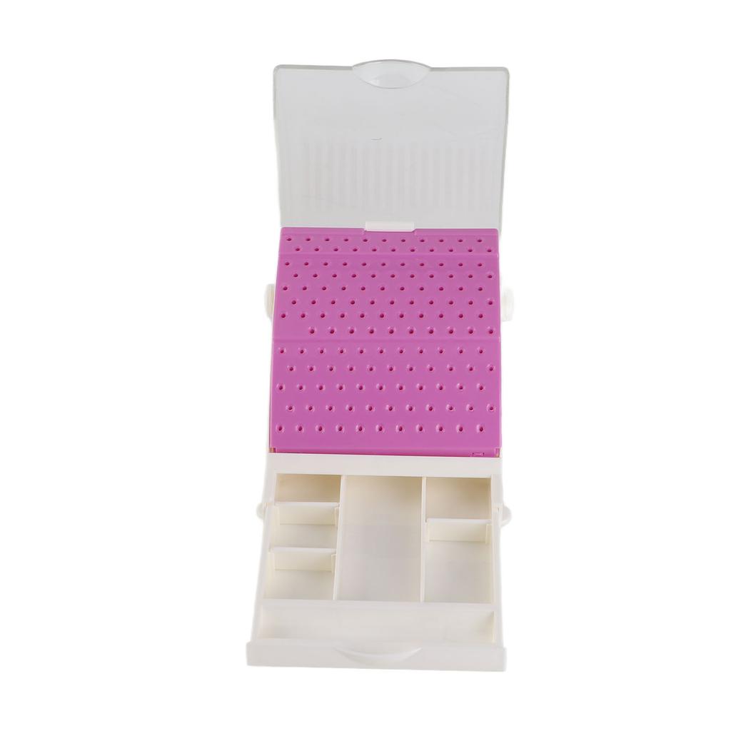Dental Bur Cleaning Box 142 Holes High Low Speed Dustproof Environmentally Friendly Dental Bur Holder (Violet)