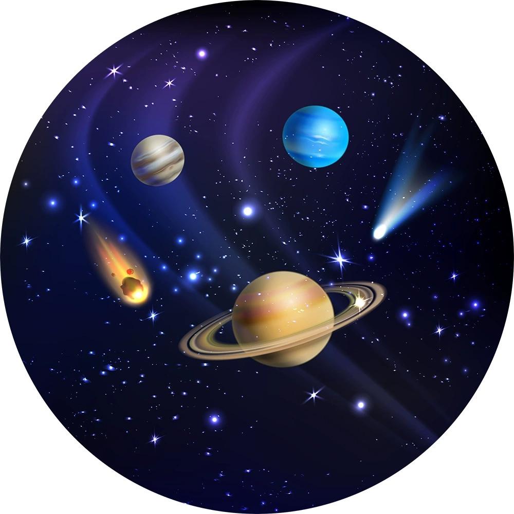 Space Circular Carpet Galaxy Nebula Planet Rug Living Room Bedroom Warm Wear-resistant Anti Slip Pad Home Decoration