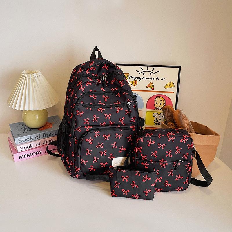 Mädchenhafter Blumen-Schleifen-Rucksack-Set - Schulrucksack im koreanischen Stil für Schüler