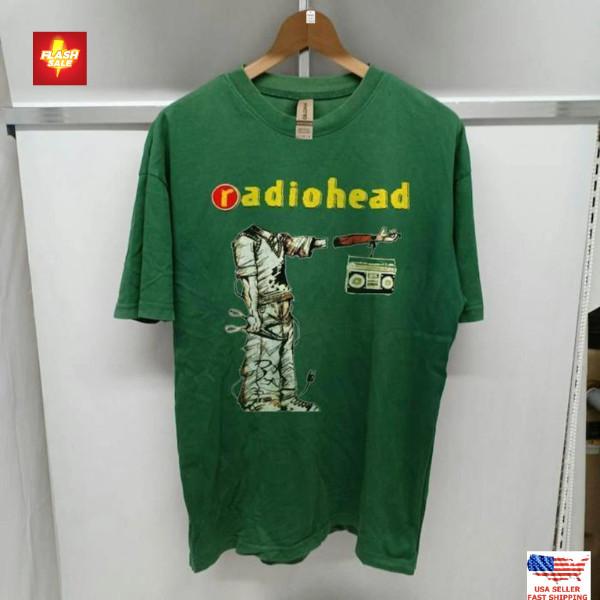 Vintage 90 s Radiohead World Tour Green Color Unisex T shirt S-5XL Unisex T-Shirt XXL