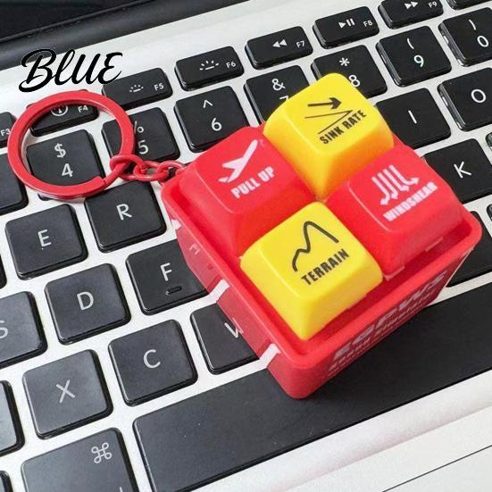 Metal Ring Aviation Gadget 1/2Pcs Keychain Pendant Warning Sound Simulator Key Chain with 4 Authentic Cockpit Tactile Click Stress Reliever