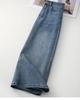 Women's High-Waisted A-Line Denim Midi Skirt with Retro Slit - Spring/Autumn 2026 Collection
