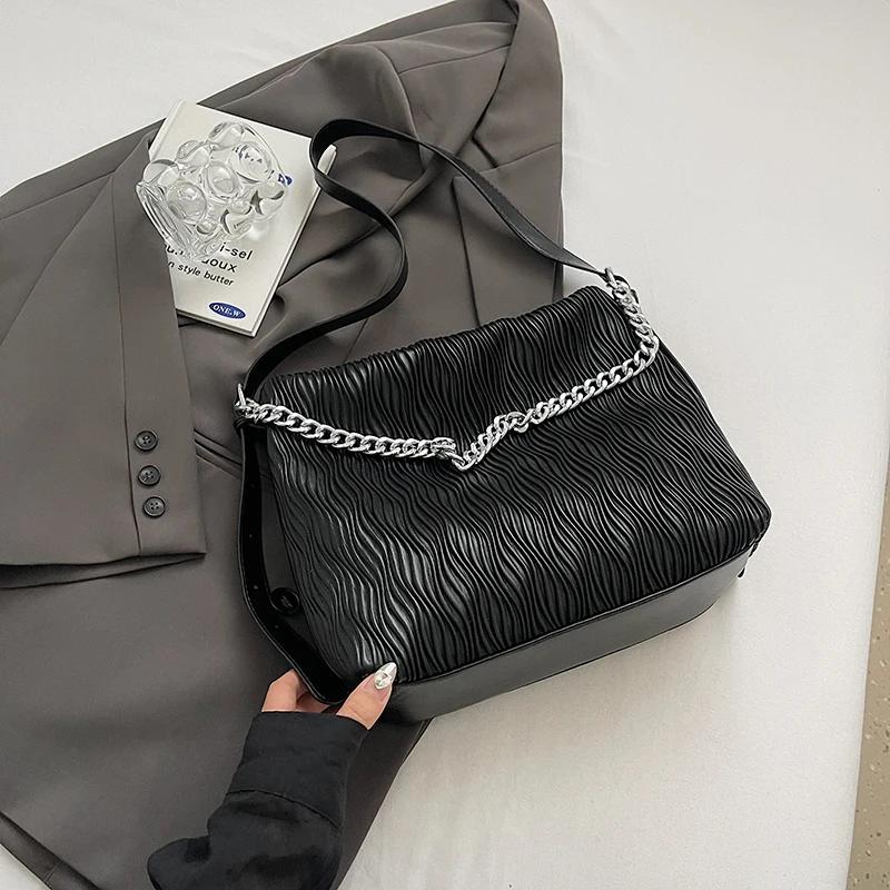 

Складной дизайн PU кожа Маленькие сумки через плечо для женщин 2024 Y2K Корейская мода Подмышечная сумка Женские сумки и кошельки чёрный