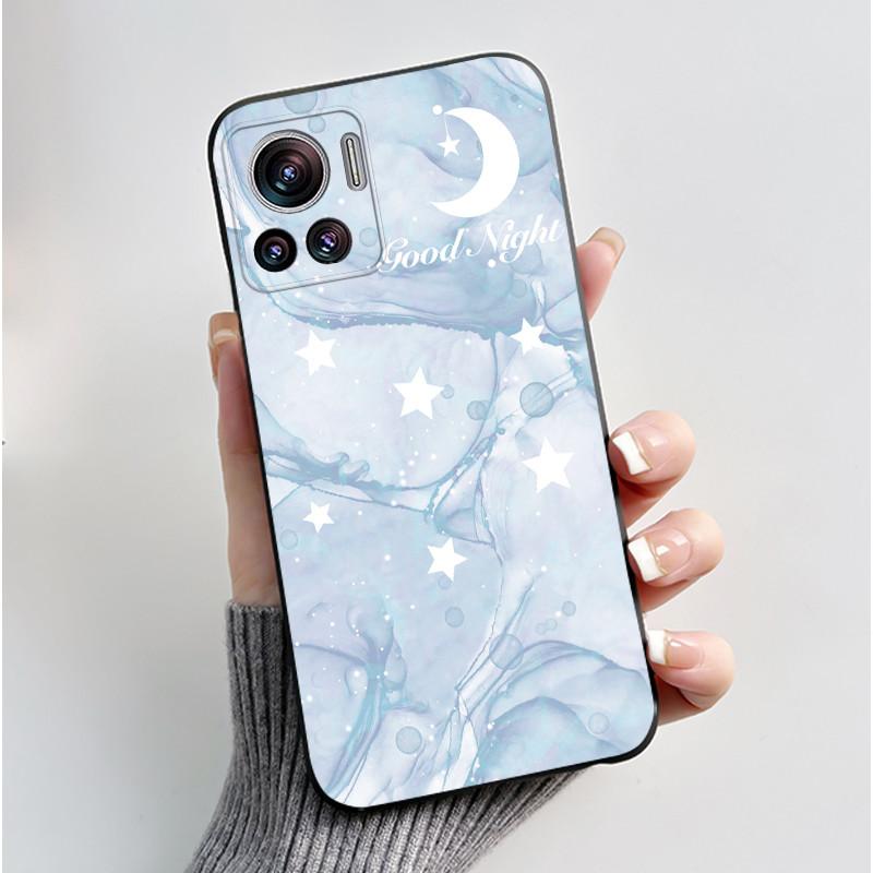 Casing For Motorola Edge 30 Ultra / Edge X Cover Aesthetic Fashion Cute Cat Astronaut Black Soft Silicone Shockproof TPU Case