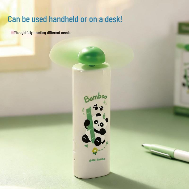 2026 Sommer USB-wiederaufladbarer Mini-Pandabär-Ventilator - Tragbar, Leise, Cartoon-Design für Kinder