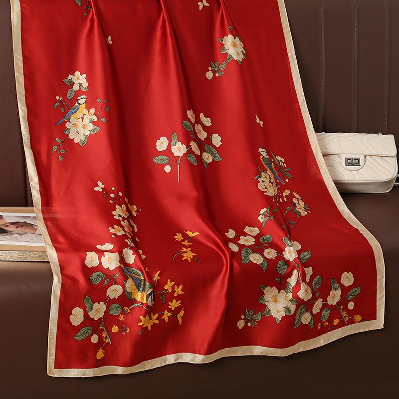 

Жіноча декоративна хустка з атласного шовку Liqin і гілки сороки 90-180cm