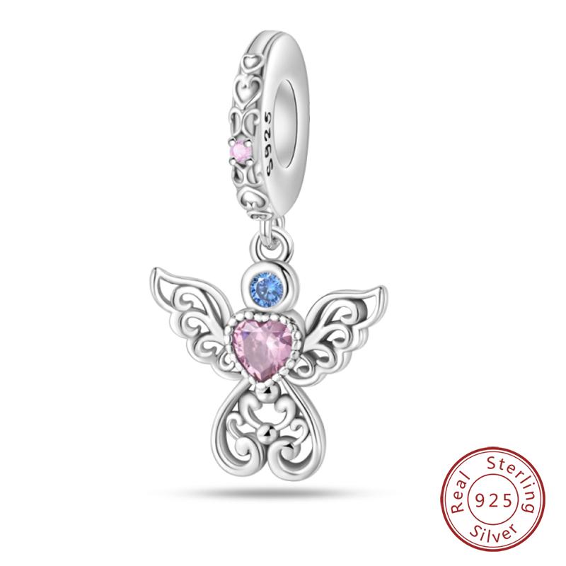 Copper Classic Purple Retro Heart Shape Lotus Angel Pattern Charms Beads Fit Qikaola Original Bracelets Diy Jewelry