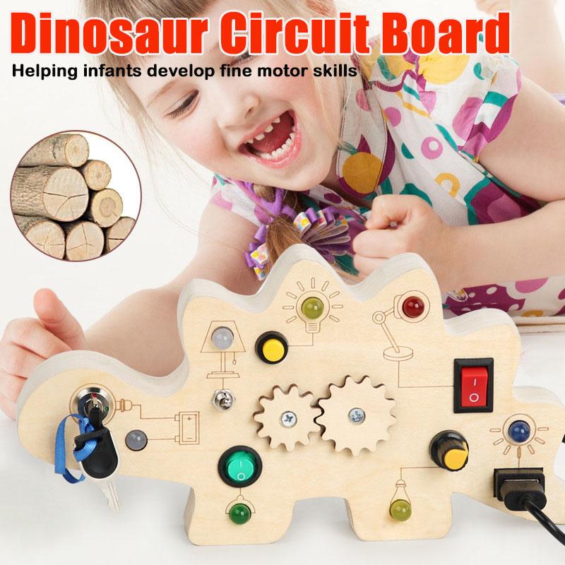 

Печатная плата динозавра, деревянная светодиодная игрушка для отработки навыков координации рук и глаз, детские игрушки-головоломки