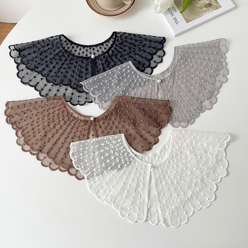 Korean Style Hollow Out Lace Fake Collar Solid Color Decorative Neck Shoulder Cover Ladies Summer Thin Casual Shawl