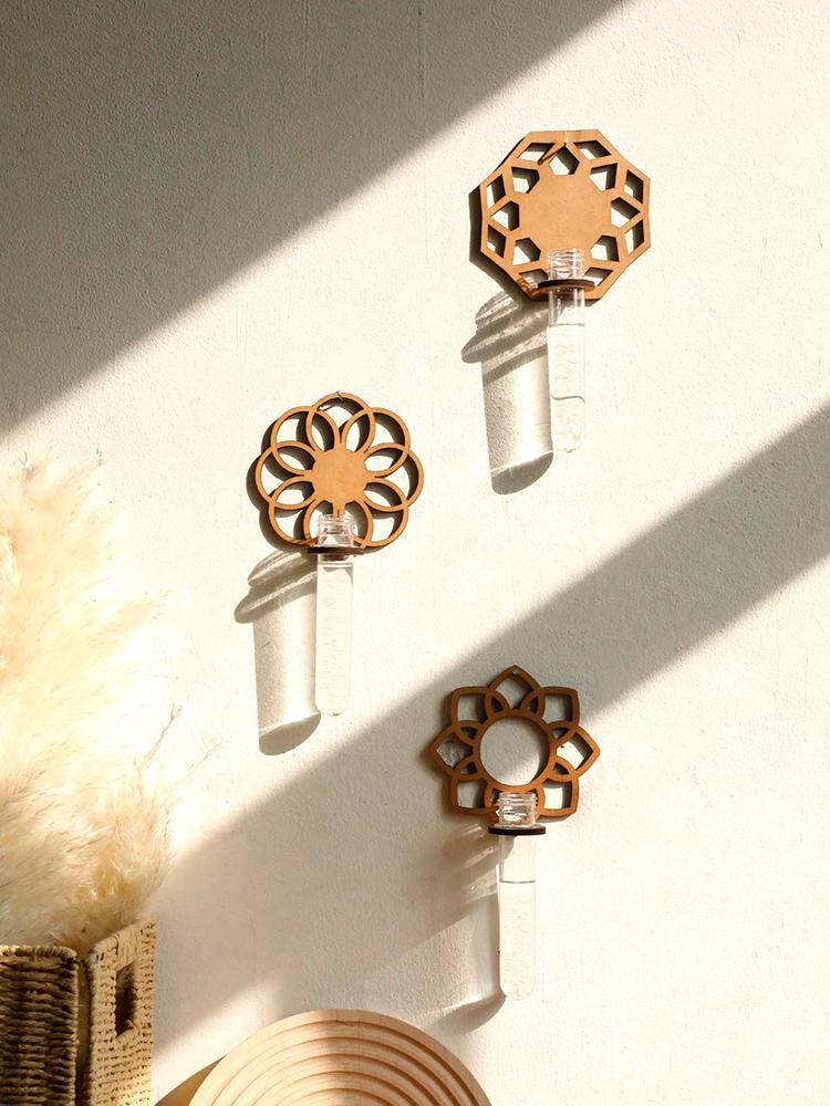 Wall Planters For Indoor Plants Plant Wall Hanging Propagation Station With Wooden Stand Plastic Test Tubes Tiered Planters Gift