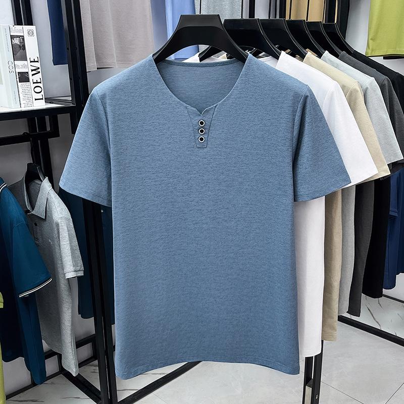 

Men s V-Neck Casual Short-Sleeve T-Shirt - Summer Basic Style for All Ages XXXL синій