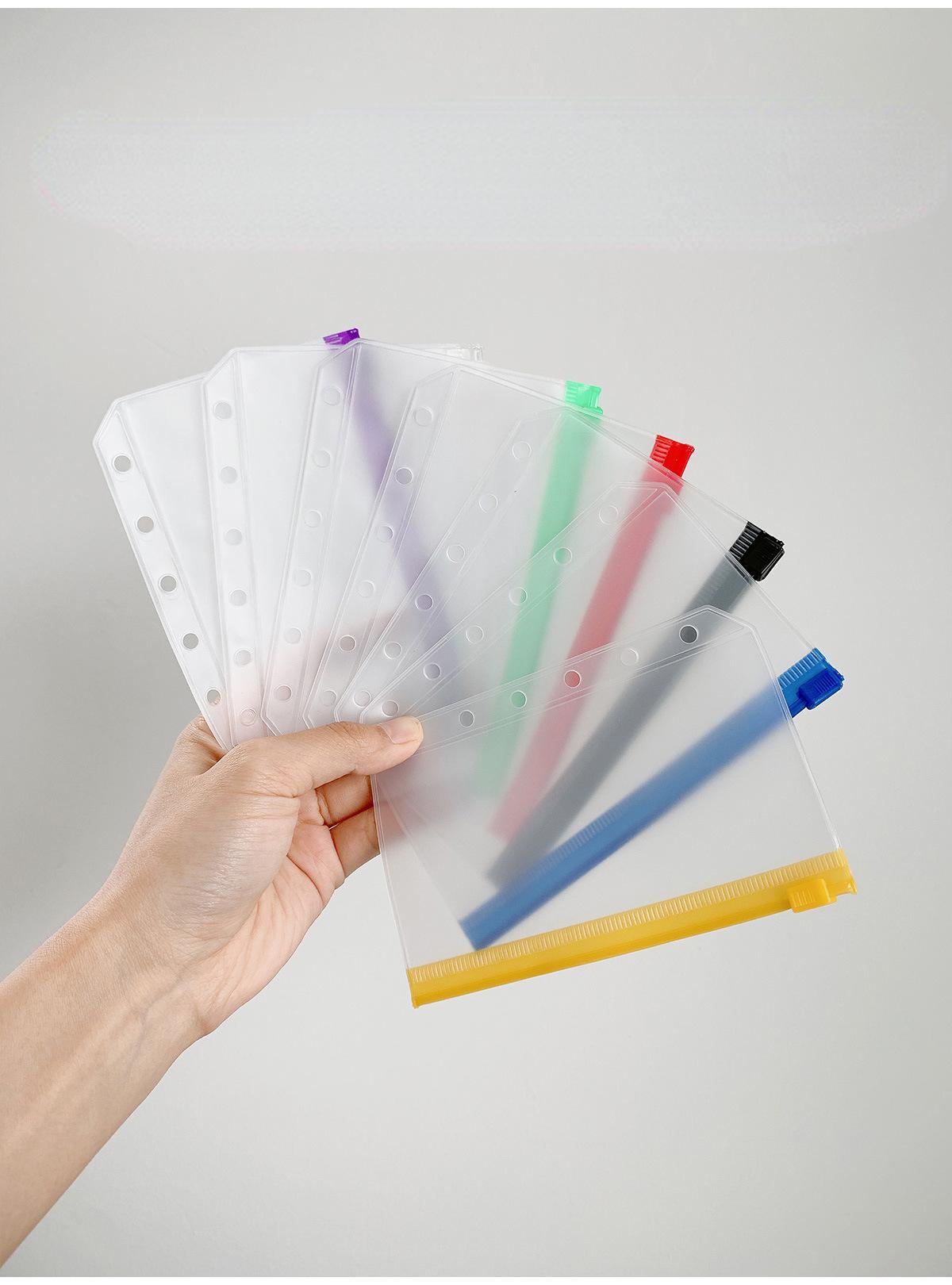 A7 Colorful Binder Zipper Folders For 6-Ring Notebook Binder Transparent Loose Leaf Document Filing Bags (purple,A7)