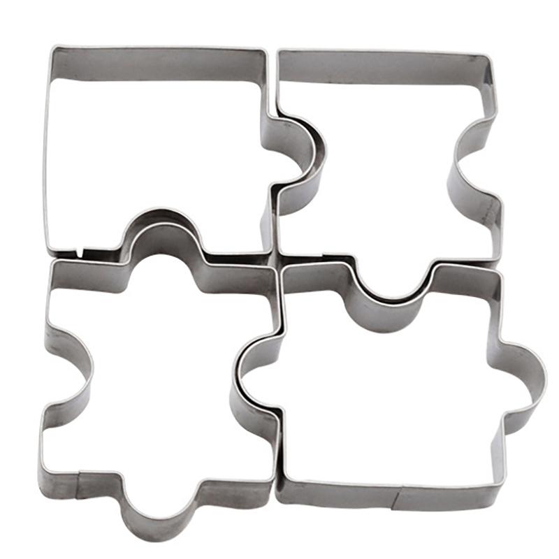 DIY Biscuit Mold Dessert Bakeware Cake Mold Wedding Decorating 4Pcs/set Cookie Puzzle Shape Stainless Steel Cookie Cutter Set