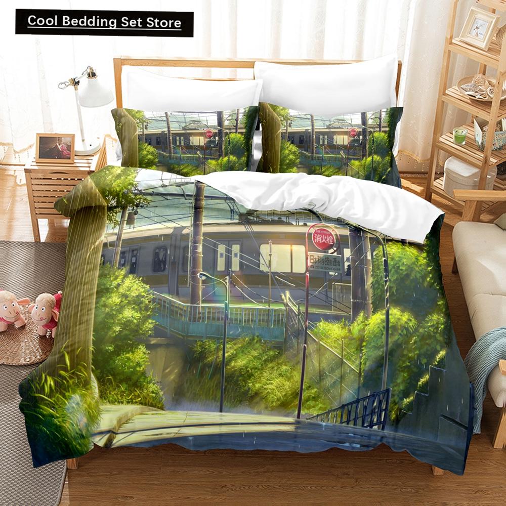 3D Druck Japan Film The Garden of Words Bettwäschesets Bettbezug-Set mit Kissenbezug Twin Full Queen King Bettwäsche Bettwäsche