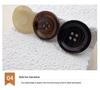 Matte Four-Hole Resin Cow Horn Pattern Buttons for Coats, Windbreakers, Suits, and Trousers