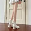 Square head boots high heel short boots women's 2025 autumn and winter new thin single boots early autumn Martin boots Korean small ankle boots