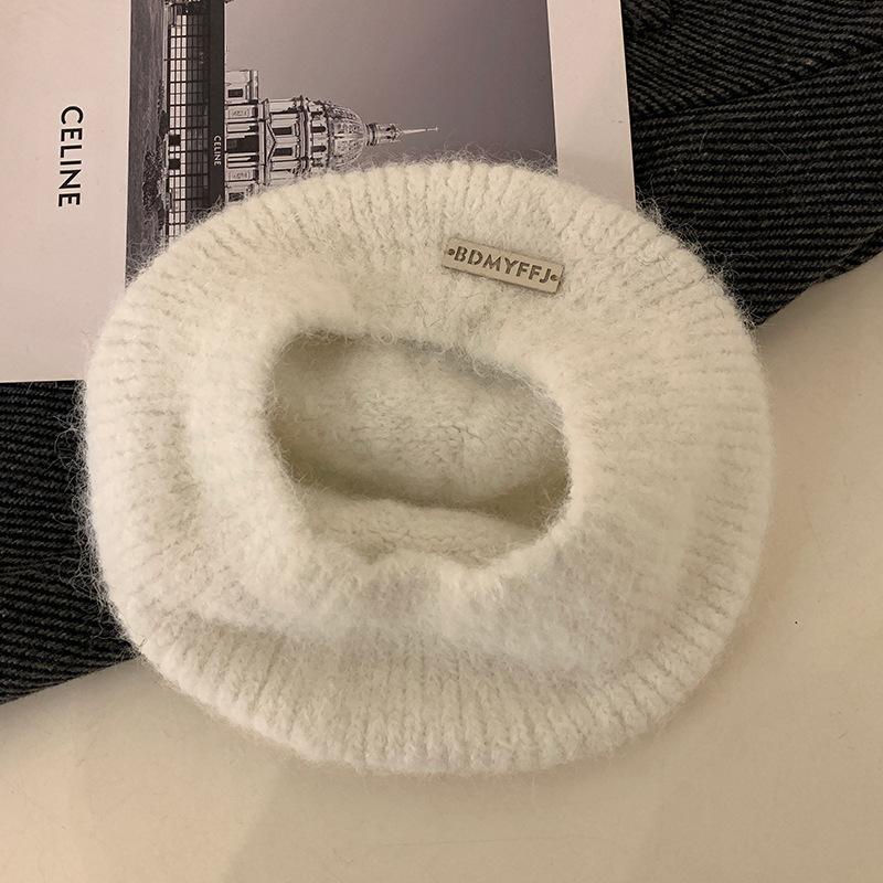 Winter versatile big head circumference knitted beret women