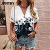 JPNTKY Women's Fashion Casual  Short Sleeve V Neck Blouses & Shirts