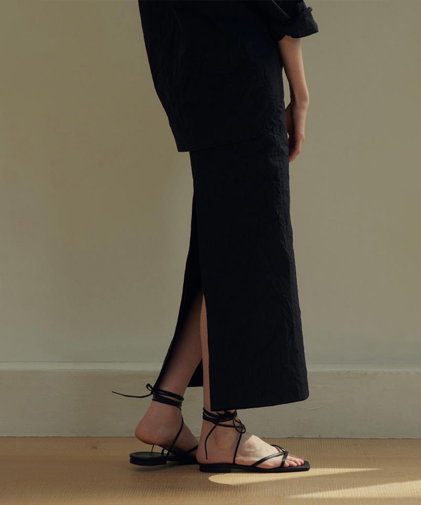 Supaeg Crease Skirt - Black, Ivory, Olive