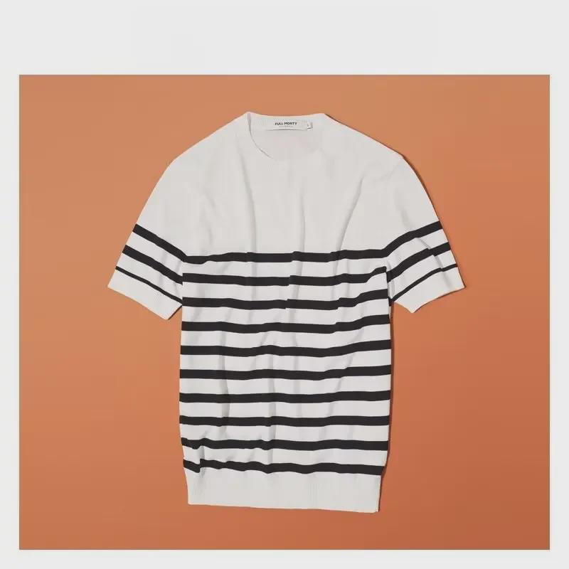 

Мужская повседневная полосатая футболка 2023 года – модный летний свободный крой M