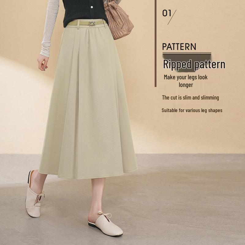 

Женская миди-юбка А-силуэта из тенселя и шерсти, с высокой посадкой, облегающая бедра, плиссированная, весна/осень 2025 4XL бежевый