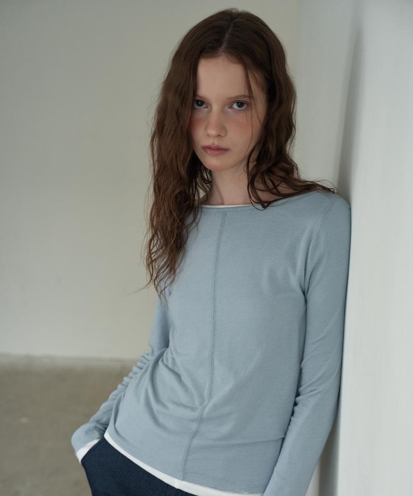 WAARFORWOMAN Wt-97 Boat Neck T-Shirt_Sky Blue