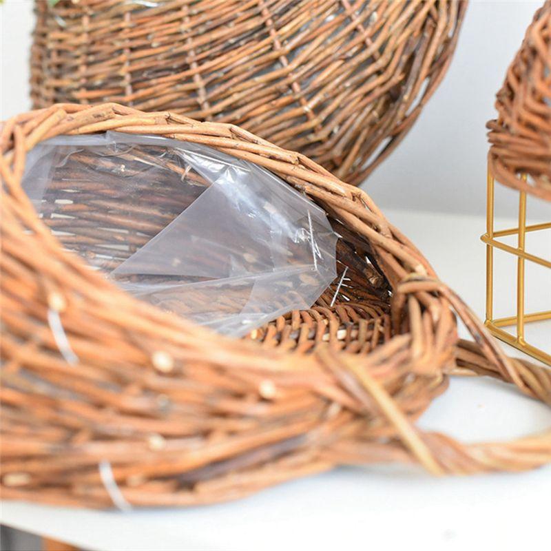 M-Modern-Hand Made Flower Planter Wall Hanging Wicker Rattam Basket Garden Vine Pot Plants Holder Garden Pots Wall Planter