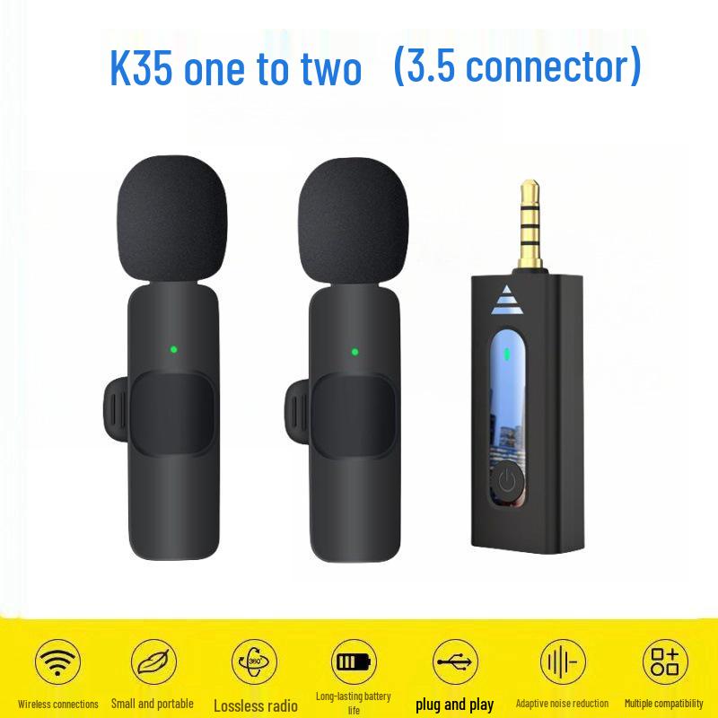 K1K9 Wireless Lavalier Microphone K15 - Dual Mobile Live Streaming & Outdoor Recording Noise-Reducing Mic