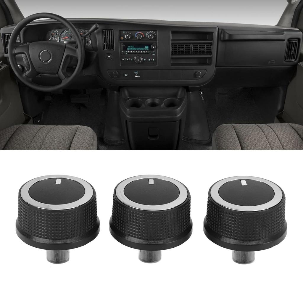 3pcs Climate Control Knobs, ABS Air Conditioner Control Knob 84793085 84141127 Replacement for Express 1500 2500 3500