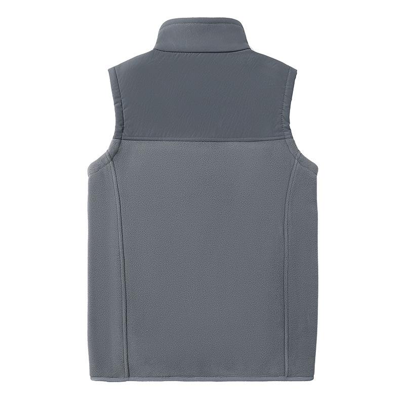 Spring and Autumn Men's Fleece Vest Outdoor Casual Fleece Men's Large Size Splicing Sleeveless Vest Jacket Vest Men's