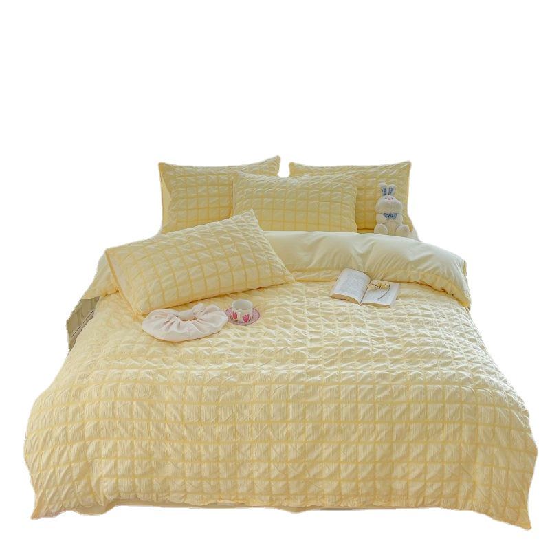 Girls' Heart Bubble Gauze Winter Dorm Bedding - Four-Piece Set