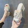 Fashion Summer High-heeled Casual Women Fish Mouth Shoes Ladies Shoes on Sale Fashion New Square Toe Anti-wrinkle Women's Slippers