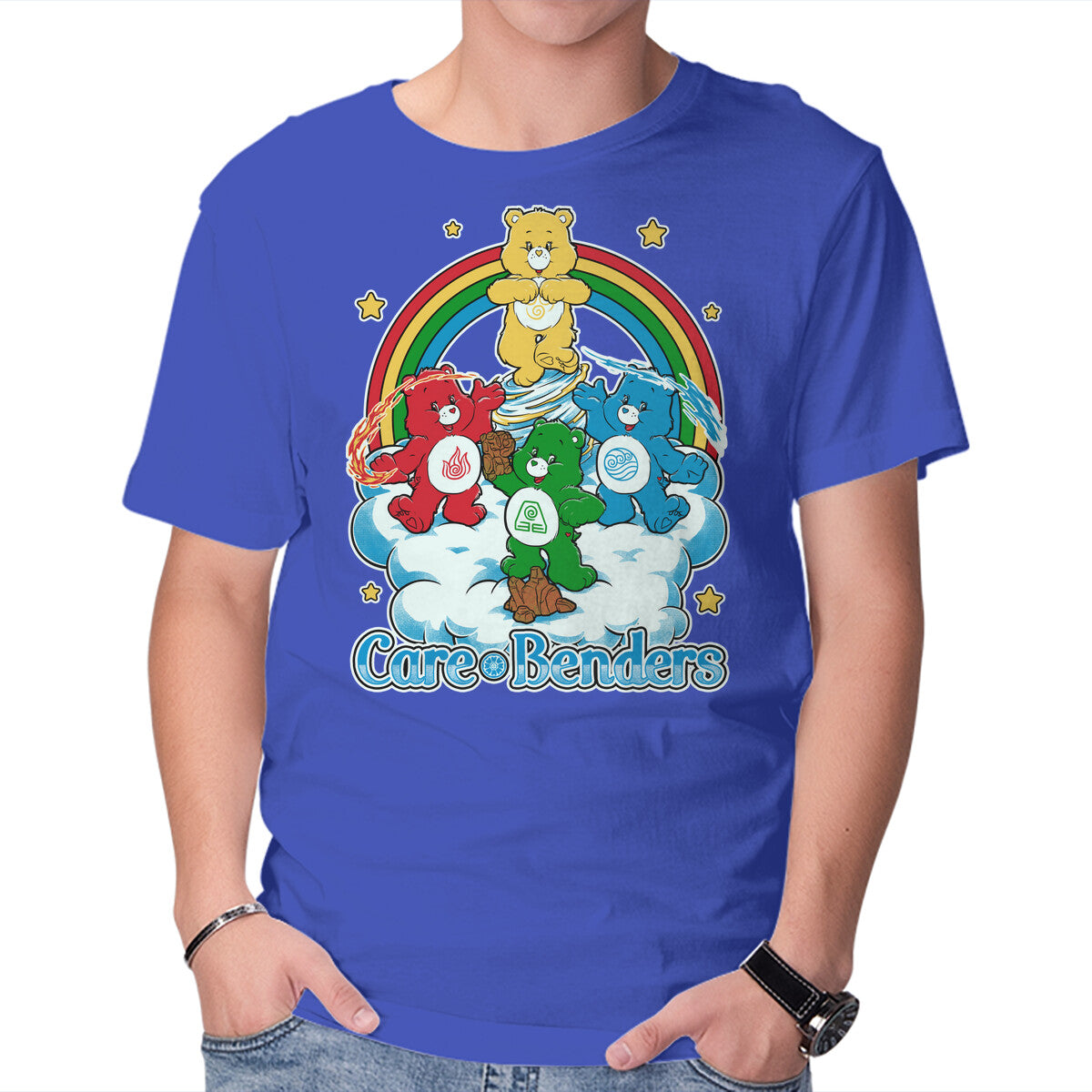 Unisex Crew Neck T-Shirt Elemental Bears Graphic Short Sleeve Casual Tee XXXXL