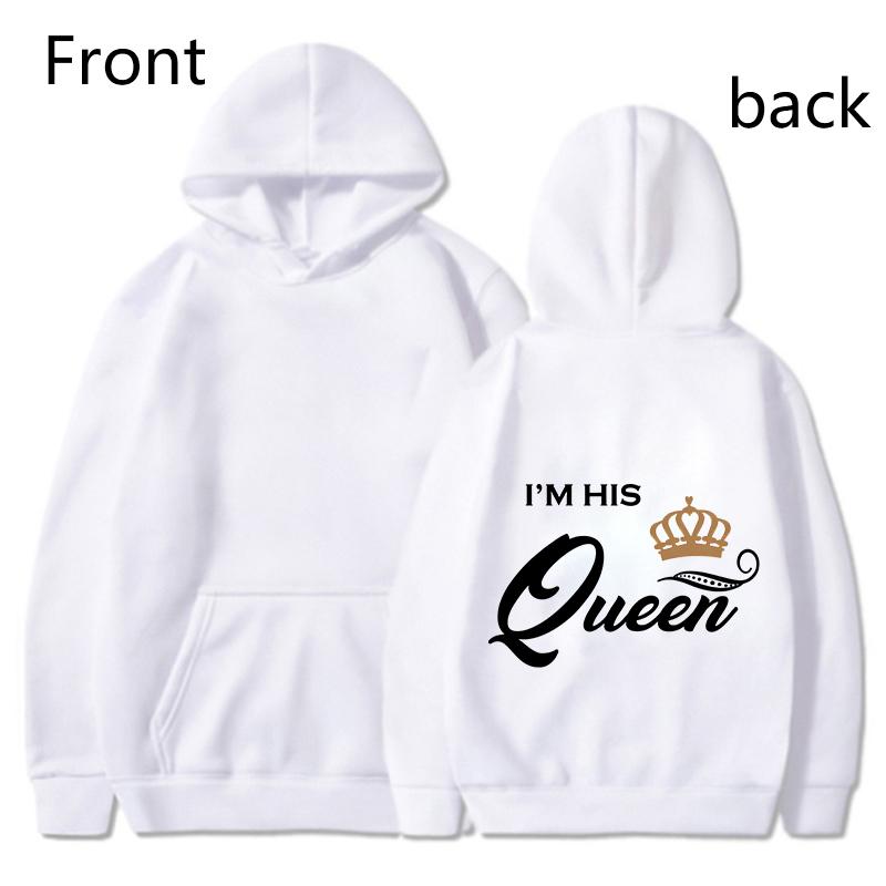 Fashion King & Queen Couple Hoodies Long Sleeve Pullover Couples Matching Outfits Streetwear Lovers Clothes Valentine Day Gifts