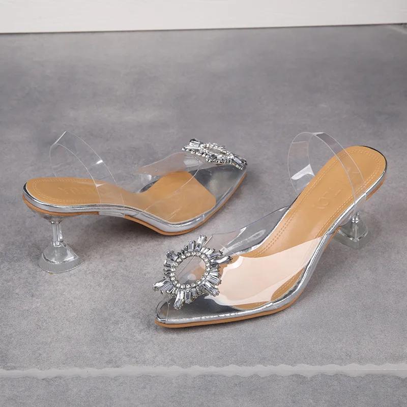 Luxury Women Pumps 2025 Transparent High Heels Sexy Pointed Toe Slip-on Wedding Party Brand Fashion Shoes For Lady PVC