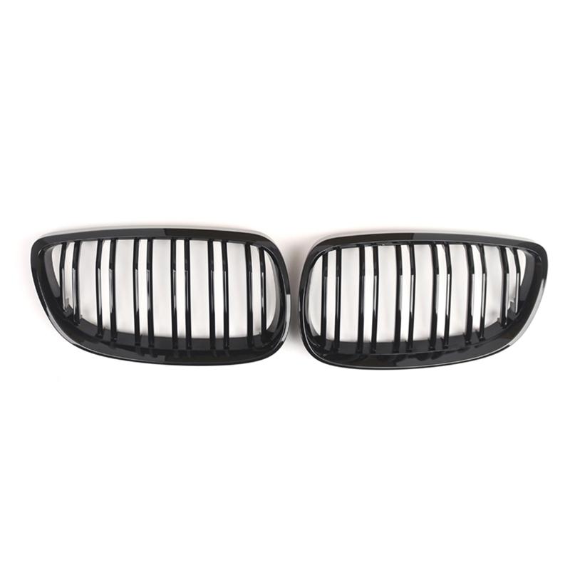 L10A Front Kidney Grille Gloss Black Double Lines Hood Grilling For BMW 3 Series E92 E93 Coupe 2006-2010 Part Number 51137157277