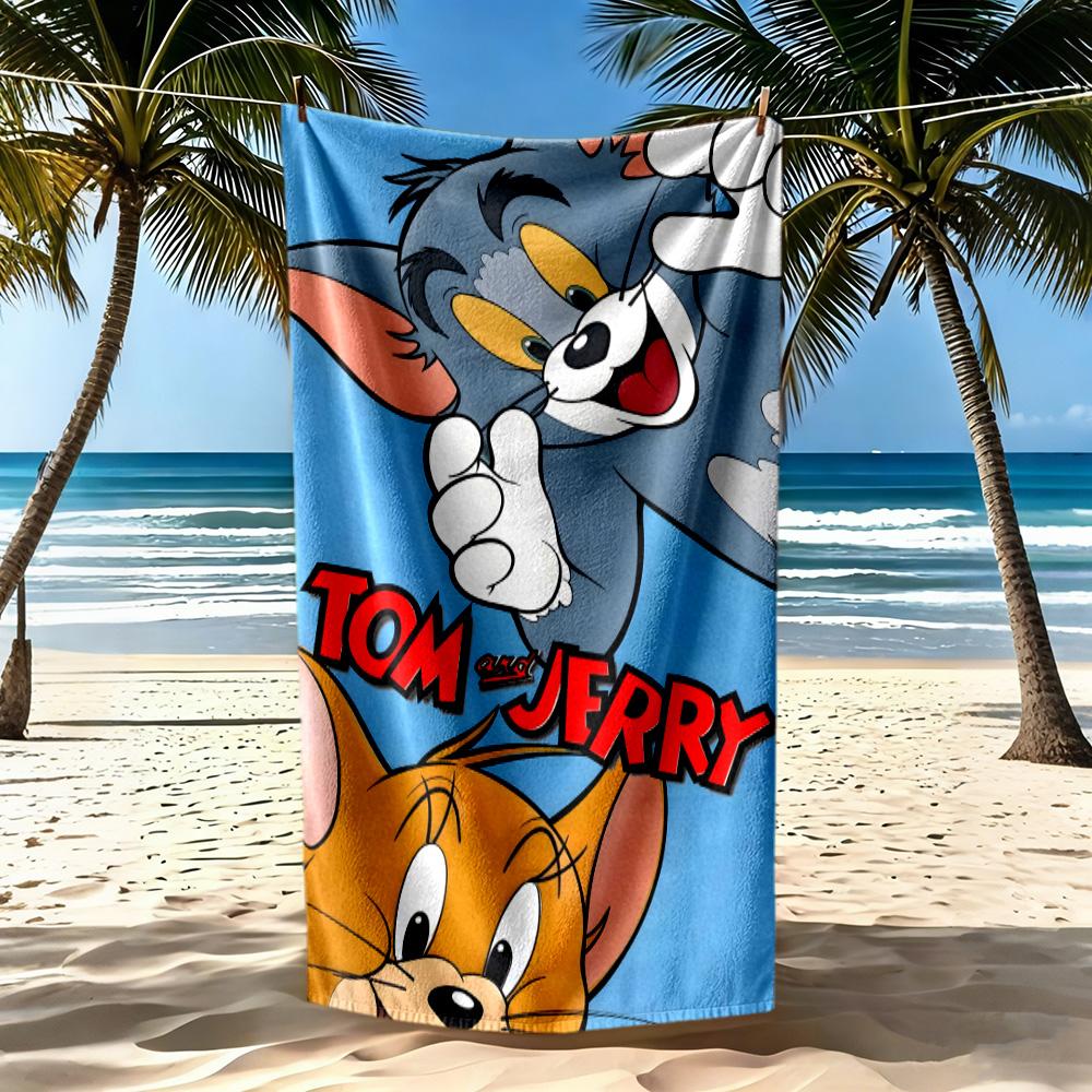 Tom Jerry Cheese Day Beach Towel Super Soft Microfiber Quickdry Fabric Comfortable Lightweight Perfect for Traveling Yoga Camping and Swimming