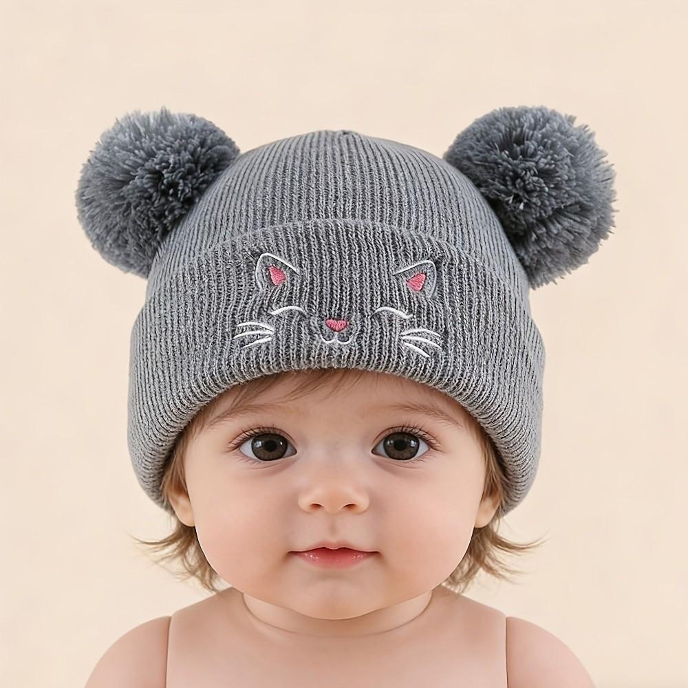 Hip Hop Baby Winter Hats Double Pom-Pom Warm Bonnet Fashion Kids Knitted Caps Outdoor