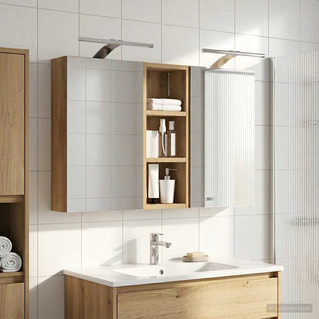 Bathroom Cabinet Set 3 Pcs 80 X 10.5 X 50 Cm Engineered Wood