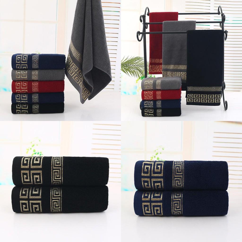 Embroidered Bath Cotton Towel Washcloth Solid Color Extra Thick Daily Women Men