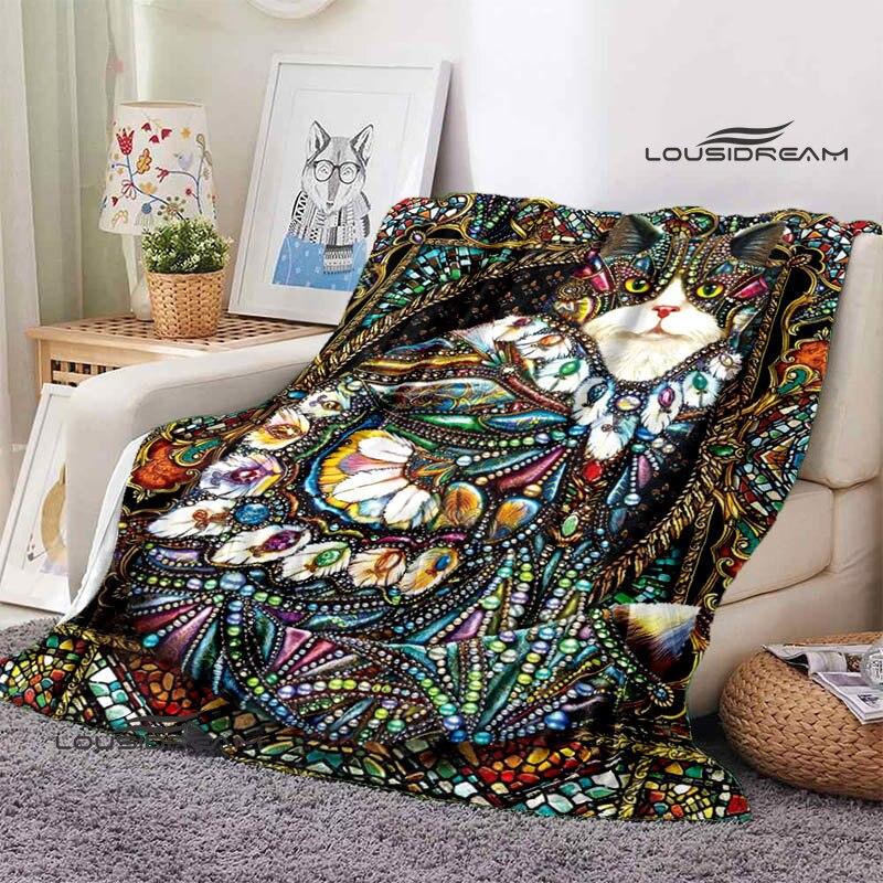 3D-Decke mit Katzendruck, modisch, hält die Decke warm. Flache Zutaten, weich und bequem, Heimreisebettdecke, Geburtstagsgeschenk